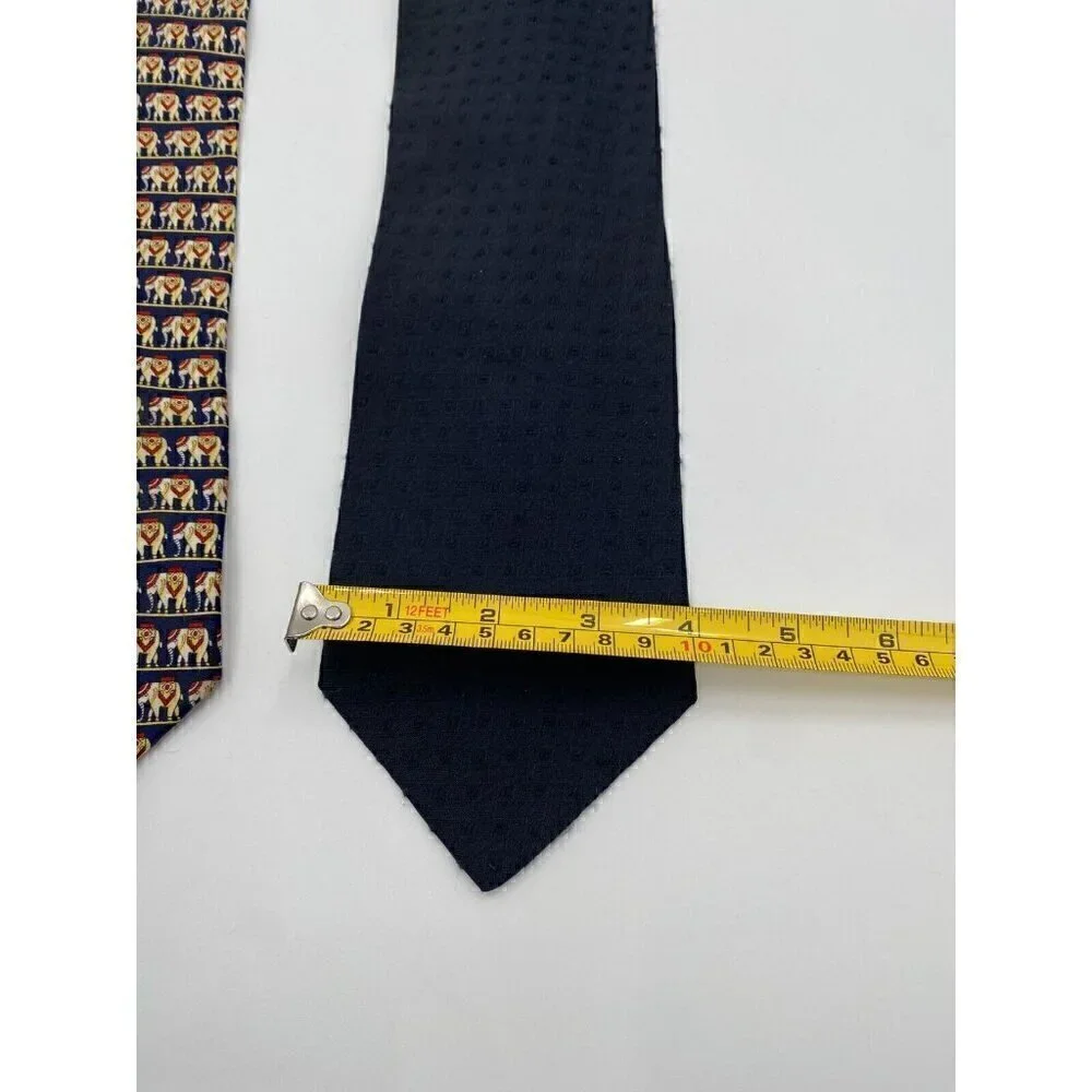 Giorgio Armani Ties for Men Set of 2 Plain and Printed Navy Blue